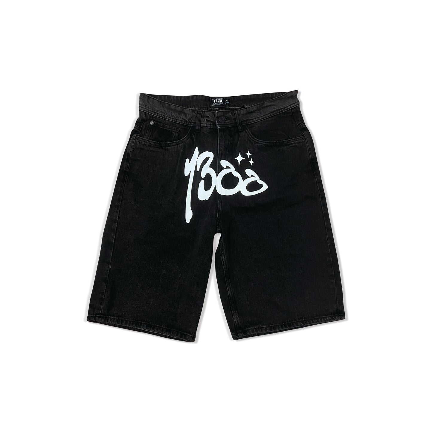 1300 BLACK DENIM SHORTS