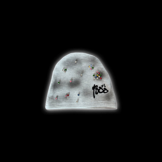 1300 RHINE STONE BEANIE GREY