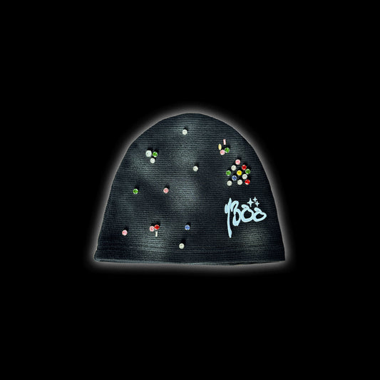 1300 RHINE STONE BEANIE BLACK