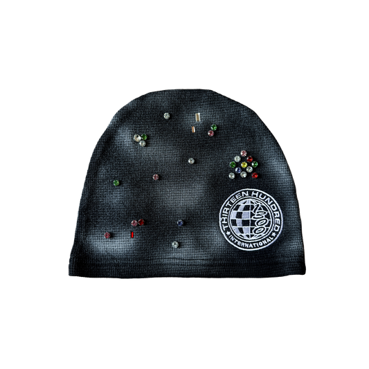 1300 RHINE STONE BEANIE BLACK